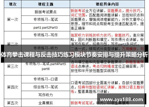 体育拳击课程与反击技巧练习模块节奏安排与提升策略分析